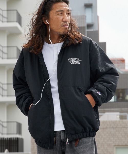 Champion(チャンピオン)の「Champion/チャンピオン ZIP JACKET ジップジャケット 胸ロゴ ナイロンジャケット ライトアウター アウトドア ストリート 2026秋冬 秋服(ナイロンジャケット・メンズ・ブラック/ネイビー/ライトパープル・M/L)」の9枚目の写真