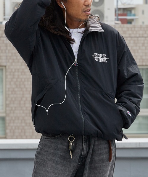 Champion(チャンピオン)の「Champion/チャンピオン ZIP JACKET ジップジャケット 胸ロゴ ナイロンジャケット ライトアウター アウトドア ストリート 2026秋冬 秋服(ナイロンジャケット・メンズ・ブラック/ネイビー/ライトパープル・M/L)」の8枚目の写真