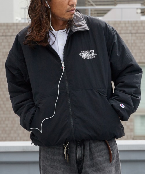 Champion(チャンピオン)の「Champion/チャンピオン ZIP JACKET ジップジャケット 胸ロゴ ナイロンジャケット ライトアウター アウトドア ストリート 2026秋冬 秋服(ナイロンジャケット・メンズ・ブラック/ネイビー/ライトパープル・M/L)」の7枚目の写真