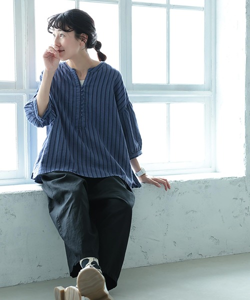 soulberry(ソウルベリー)の「藍色工房の手しごとブラウス(シャツ/ブラウス・レディース・ブルー・LL/3L/4L/5L/M/L)」の9枚目の写真