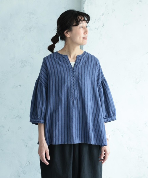 soulberry(ソウルベリー)の「藍色工房の手しごとブラウス(シャツ/ブラウス・レディース・ブルー・LL/3L/4L/5L/M/L)」の14枚目の写真