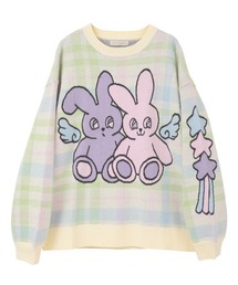 TWIN BUNNYS CHECK ニット