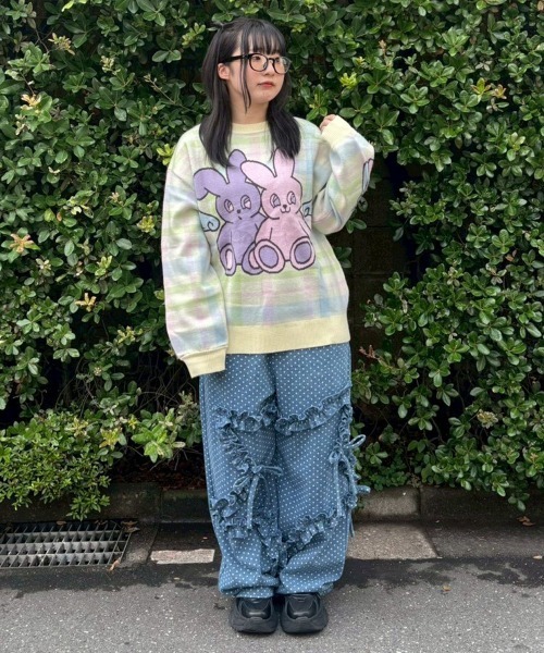 Candy Stripper(キャンディストリッパー)の「TWIN BUNNYS CHECK ニット(ニット/セーター・レディース・ライトイエロー/ピンク/ライトブルー・FREE)」の21枚目の写真