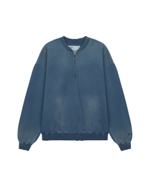 VTG WASHED HALF ZIP SWEATSHIRT / NAVY