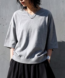 綿100 リブ裾 ドロップショルダー Tシャツ