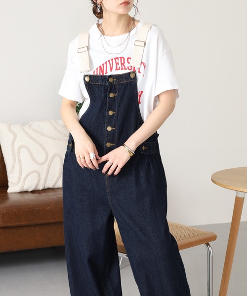 FUNALIVE(ファンアライブ)の「配色ショルダーデニムサロペットパンツ(サロペット/オーバーオール・レディース・ワンウォッシュ/ネイビー・M/3L/L/LL/4L)」の17枚目の写真