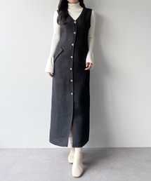 セール】リネンヘリンボンエプロンワンピース（ジャンパースカート