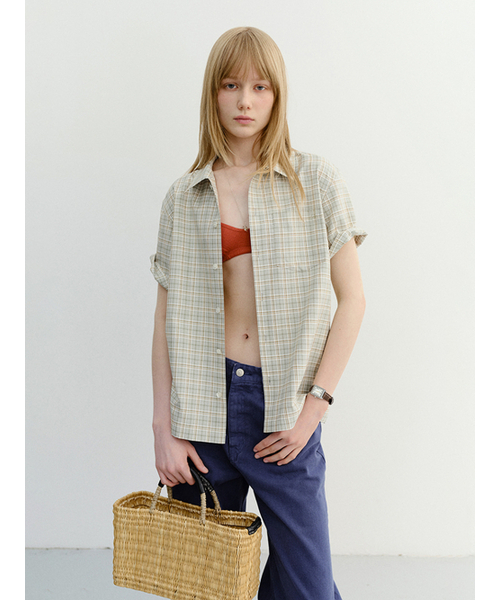 DUNST(ダンスト)の「UNISEX CHECKED PAJAMA SHIRT_UDSH6B133_OLIVE CHECK(シャツ/ブラウス・レディース・オリーブ・SMALL/MEDIUM/X-SMALL/LARGE)」の2枚目の写真