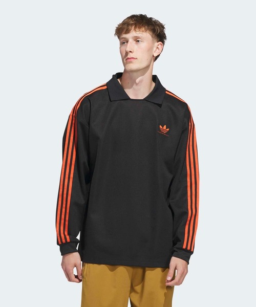 adidas（アディダス）の「ラグビーポロ Rugby Polo / 長袖 ポロシャツ アディダスオリジナルス adidas Originals（ポロシャツ・メンズ・ブラック・SMALL/X-LARGE/X-SMALL/XX-LARGE/3XL/LARGE/MEDIUM）」の3枚目の写真