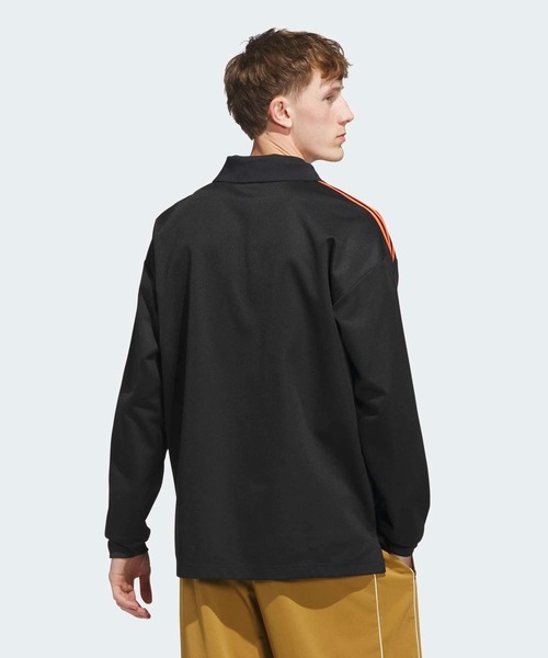 adidas（アディダス）の「ラグビーポロ Rugby Polo / 長袖 ポロシャツ アディダスオリジナルス adidas Originals（ポロシャツ・メンズ・ブラック・SMALL/X-LARGE/X-SMALL/XX-LARGE/3XL/LARGE/MEDIUM）」の4枚目の写真