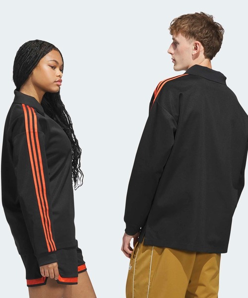 adidas（アディダス）の「ラグビーポロ Rugby Polo / 長袖 ポロシャツ アディダスオリジナルス adidas Originals（ポロシャツ・メンズ・ブラック・SMALL/X-LARGE/X-SMALL/XX-LARGE/3XL/LARGE/MEDIUM）」の2枚目の写真