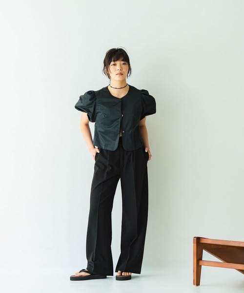 INOIE（イノイエ）の「［INOIE］ボリュームパフスリーブ クロップドブラウスジャケット（その他アウター・レディース・ホワイト/ブラック・FREE）」の7枚目の写真