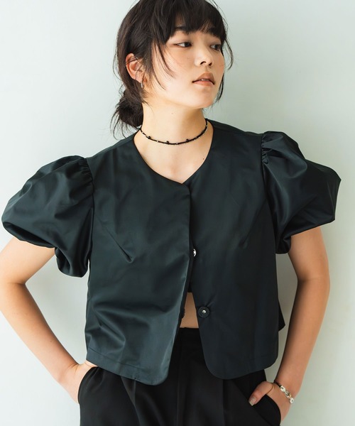 INOIE（イノイエ）の「［INOIE］ボリュームパフスリーブ クロップドブラウスジャケット（その他アウター・レディース・ホワイト/ブラック・FREE）」の6枚目の写真