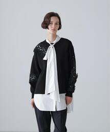 ◆レースブロッキングニット