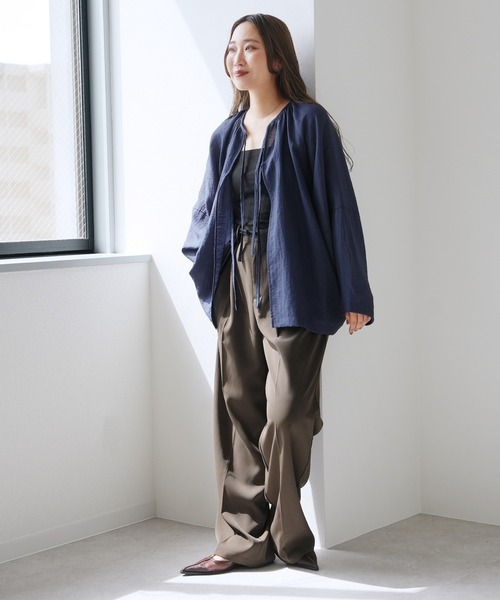 reca(レカ)の「ダブルリボン前開きブラウス(シャツ/ブラウス・レディース・キャメル/ネイビー/ブラウン系・FREE)」の14枚目の写真