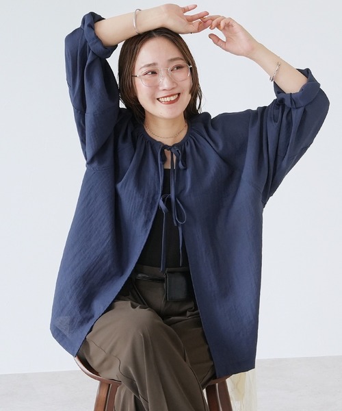 reca(レカ)の「ダブルリボン前開きブラウス(シャツ/ブラウス・レディース・キャメル/ネイビー/ブラウン系・FREE)」の13枚目の写真