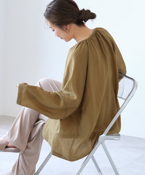 reca(レカ)の「ダブルリボン前開きブラウス(シャツ/ブラウス・レディース・キャメル/ネイビー/ブラウン系・FREE)」の17枚目の写真