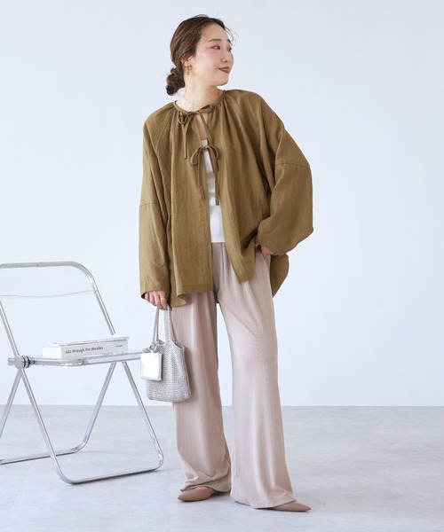 reca(レカ)の「ダブルリボン前開きブラウス(シャツ/ブラウス・レディース・キャメル/ネイビー/ブラウン系・FREE)」の18枚目の写真