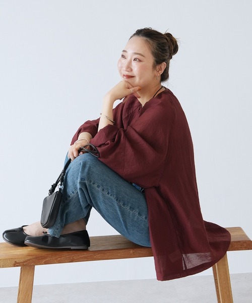 reca(レカ)の「ダブルリボン前開きブラウス(シャツ/ブラウス・レディース・キャメル/ネイビー/ブラウン系・FREE)」の7枚目の写真