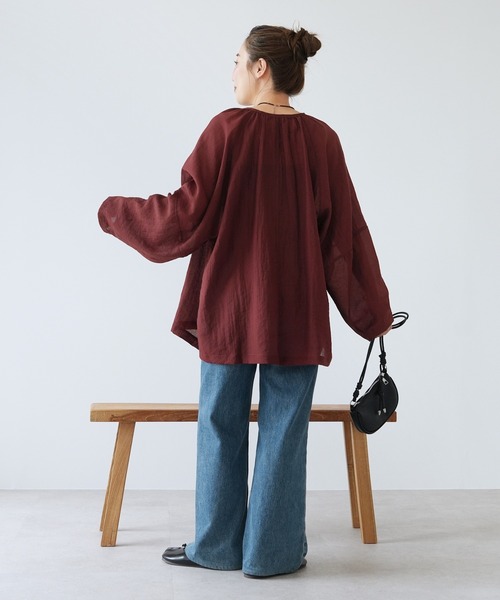 reca(レカ)の「ダブルリボン前開きブラウス(シャツ/ブラウス・レディース・キャメル/ネイビー/ブラウン系・FREE)」の9枚目の写真