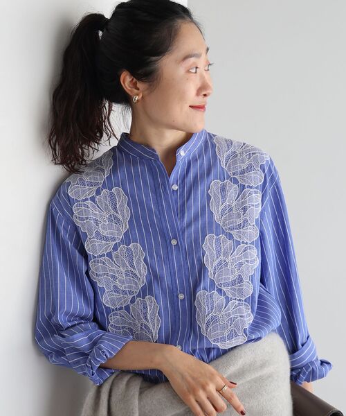le.coeur blanc(ルクールブラン)の「フラワーレースストライプシャツ(シャツ/ブラウス・レディース・ベージュ系その他2/ブルー系その他2・38)」の19枚目の写真