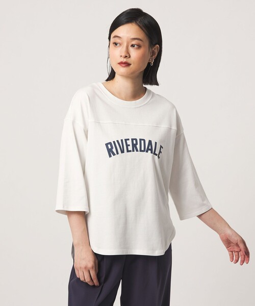 A DAY IN THE LIFE UNITED ARROWS(アデイインザライフユナイテッドアローズ)の「プリント フットボールTシャツ 7分袖 <A DAY IN THE LIFE>(Tシャツ/カットソー・レディース・ナチュラル/ダークブラウン/オフホワイト/ロイヤルブルー・FREE)」の2枚目の写真