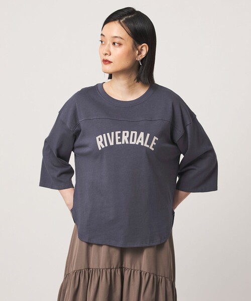 A DAY IN THE LIFE UNITED ARROWS(アデイインザライフユナイテッドアローズ)の「プリント フットボールTシャツ 7分袖 <A DAY IN THE LIFE>(Tシャツ/カットソー・レディース・ナチュラル/ダークブラウン/オフホワイト/ロイヤルブルー・FREE)」の1枚目の写真