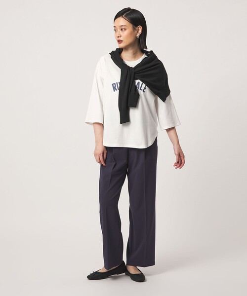 A DAY IN THE LIFE UNITED ARROWS(アデイインザライフユナイテッドアローズ)の「プリント フットボールTシャツ 7分袖 <A DAY IN THE LIFE>(Tシャツ/カットソー・レディース・ナチュラル/ダークブラウン/オフホワイト/ロイヤルブルー・FREE)」の6枚目の写真