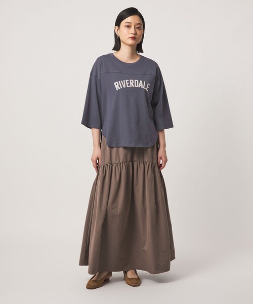 A DAY IN THE LIFE UNITED ARROWS(アデイインザライフユナイテッドアローズ)の「プリント フットボールTシャツ 7分袖 <A DAY IN THE LIFE>(Tシャツ/カットソー・レディース・ナチュラル/ダークブラウン/オフホワイト/ロイヤルブルー・FREE)」の8枚目の写真