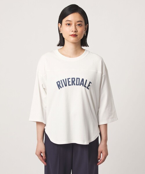 A DAY IN THE LIFE UNITED ARROWS(アデイインザライフユナイテッドアローズ)の「プリント フットボールTシャツ 7分袖 <A DAY IN THE LIFE>(Tシャツ/カットソー・レディース・ナチュラル/ダークブラウン/オフホワイト/ロイヤルブルー・FREE)」の9枚目の写真