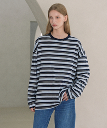 Striped Round T-Shirt (navy)