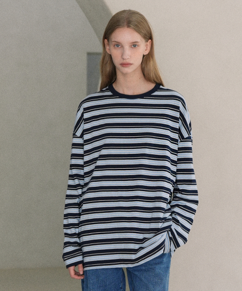 VLETI(ブレッティ)の「Striped Round T-Shirt (navy)(Tシャツ/カットソー・レディース・ネイビー・FREE)」の2枚目の写真