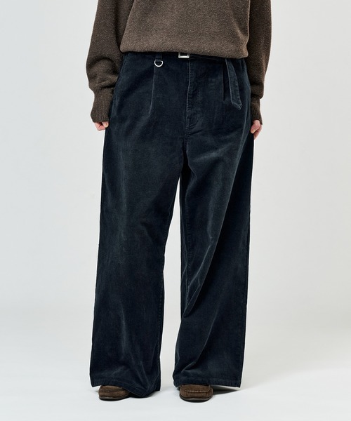 WETTEMPT(ウィテンプト)の「BLEACHED CORDUROY BELTED PANTS / ブリーチコーデュロイベルテッドパンツ(スラックス・メンズ・ブラック/ネイビー/ブラウン/カーキ・SMALL/MEDIUM/LARGE)」の4枚目の写真