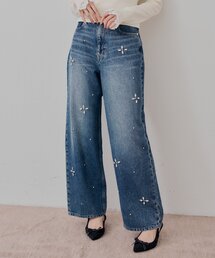 ビジューストレートデニム