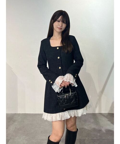 MERCURYDUO(マーキュリーデュオ)の「バルーンレイヤードジャケットミニワンピース(ワンピース・レディース・ブラック/オフホワイト・FREE)」の21枚目の写真