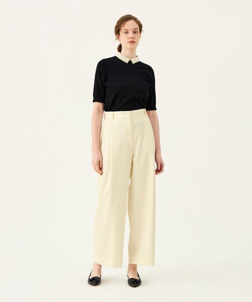 BALLSEY(ボールジィ)の「パールコンビ シャツカラープルオーバー(ニット/セーター・レディース・ホワイト/ブラック・S)」の3枚目の写真
