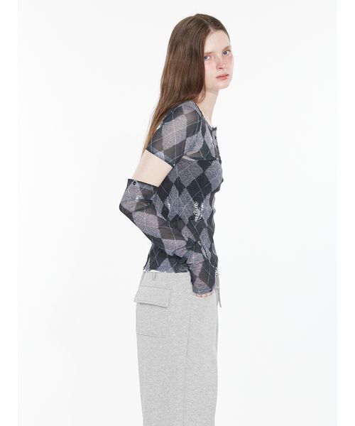 SORIN(ソリン )の「Argyle Check Print Top / アーガイルチェックプリントトップ(Tシャツ/カットソー・レディース・ダークグレー/ピンク・38)」の22枚目の写真