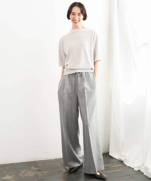MICHEL KLEIN(ミッシェル・クラン)の「モール半袖プルオーバー(ニット/セーター・レディース・ボルドー/ネイビー/ライトグレー・38)」の6枚目の写真