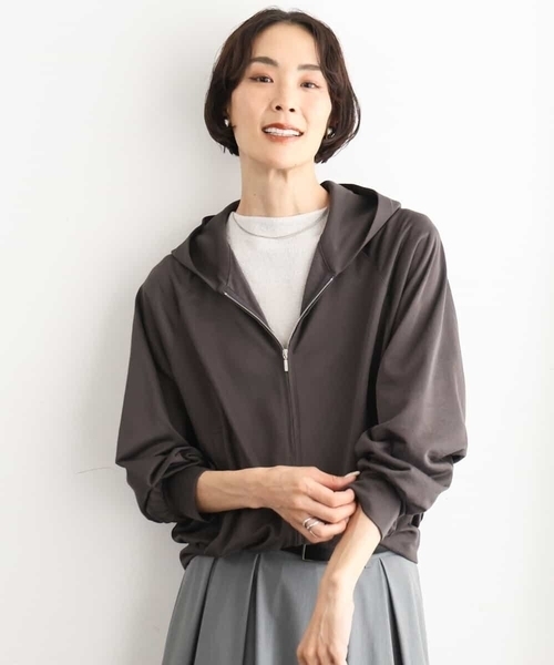 MICHEL KLEIN(ミッシェル・クラン)の「モール半袖プルオーバー(ニット/セーター・レディース・ボルドー/ネイビー/ライトグレー・38)」の8枚目の写真