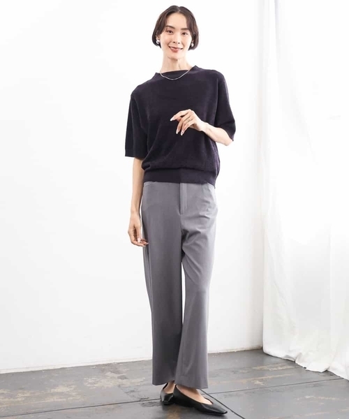 MICHEL KLEIN(ミッシェル・クラン)の「モール半袖プルオーバー(ニット/セーター・レディース・ボルドー/ネイビー/ライトグレー・38)」の13枚目の写真