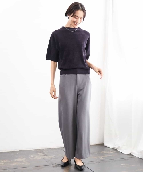 MICHEL KLEIN(ミッシェル・クラン)の「モール半袖プルオーバー(ニット/セーター・レディース・ボルドー/ネイビー/ライトグレー・38)」の14枚目の写真