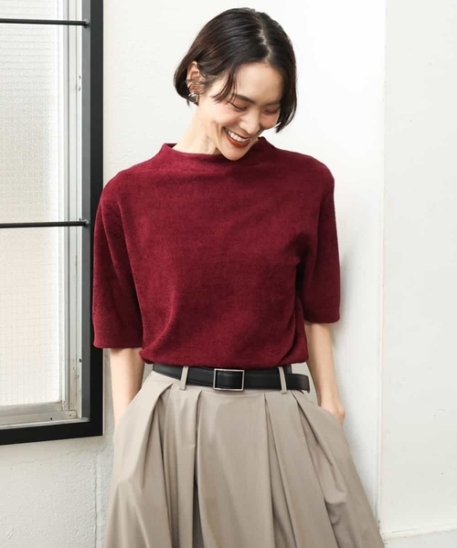 MICHEL KLEIN(ミッシェル・クラン)の「モール半袖プルオーバー(ニット/セーター・レディース・ボルドー/ネイビー/ライトグレー・38)」の19枚目の写真