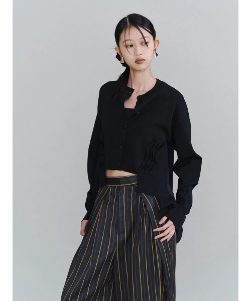 UN3D.(アンスリード)の「【UN3D./アンスリード】PLEATS DOCKING KNIT CD/プリーツドッキングニットカーデ(カーディガン/ボレロ・レディース・ホワイト/ブラック・FREE)」の13枚目の写真