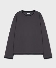 [ユニセックス] ダブルレイヤードロングスリーブTシャツチャコール