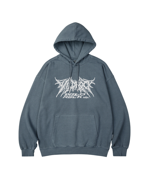 WILDROCK（ワイルドロック）の「ワイルドロウロゴピグメントオーバーサイズフードパーカー_5COL（パーカー・メンズ・ライトグレー/ピンク/ブルー/ダークカーキ/チャコール・SMALL/MEDIUM/LARGE/X-SMALL）」の4枚目の写真