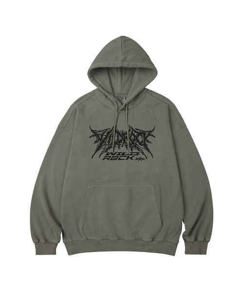 WILDROCK（ワイルドロック）の「ワイルドロウロゴピグメントオーバーサイズフードパーカー_5COL（パーカー・メンズ・ライトグレー/ピンク/ブルー/ダークカーキ/チャコール・SMALL/MEDIUM/LARGE/X-SMALL）」の2枚目の写真