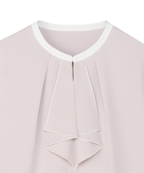 TOKYO SHIRTS（トウキョウシャツ）の「マットジョーゼット 配色 フレアブラウス 長袖 レディースデザインシャツ（シャツ/ブラウス・レディース・ピンク系/ホワイト×ネイビー/ブルー系・M/L）」の18枚目の写真