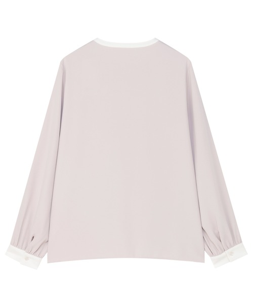 TOKYO SHIRTS（トウキョウシャツ）の「マットジョーゼット 配色 フレアブラウス 長袖 レディースデザインシャツ（シャツ/ブラウス・レディース・ピンク系/ホワイト×ネイビー/ブルー系・M/L）」の17枚目の写真