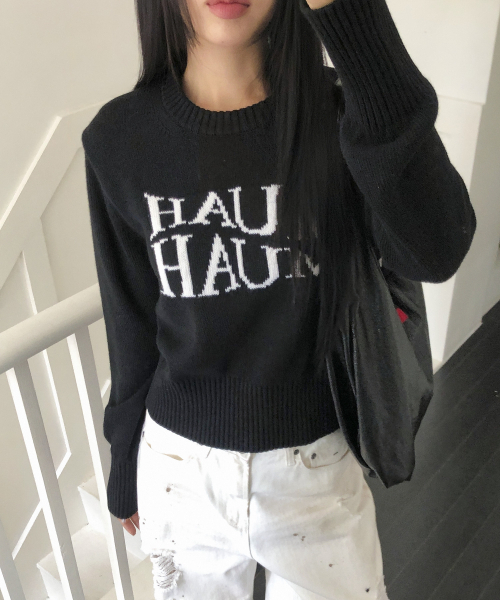 muahmuah（ムーアムーア）の「ジャカード ウール クロップドニット [ブラック]（ニット/セーター・レディース・その他・FREE）」の3枚目の写真