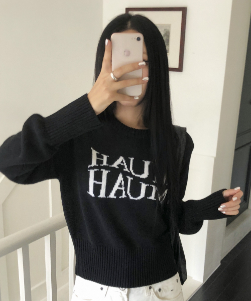 muahmuah（ムーアムーア）の「ジャカード ウール クロップドニット [ブラック]（ニット/セーター・レディース・その他・FREE）」の4枚目の写真